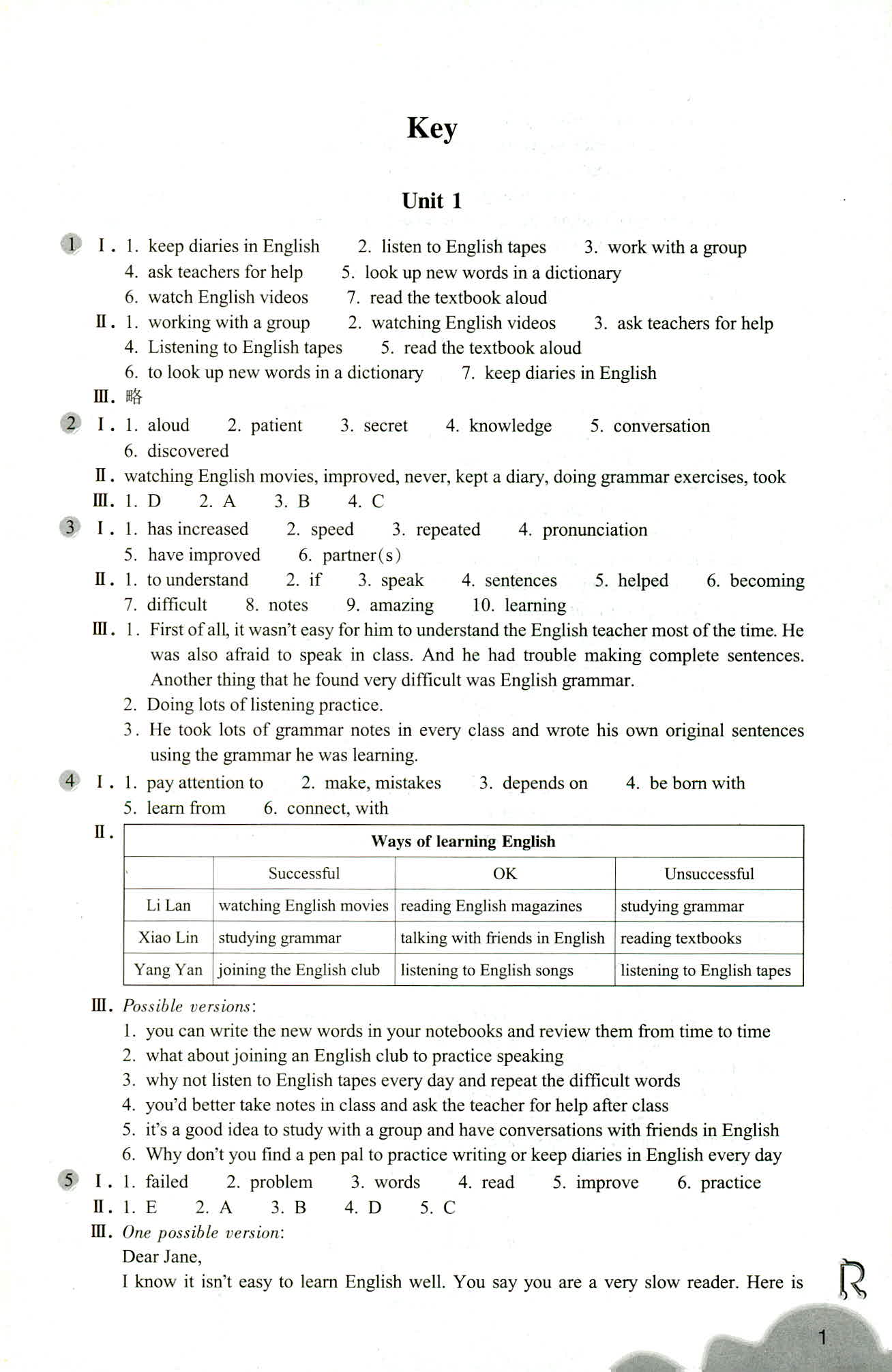 義務(wù)教育教材 英語作業(yè)本 第1頁