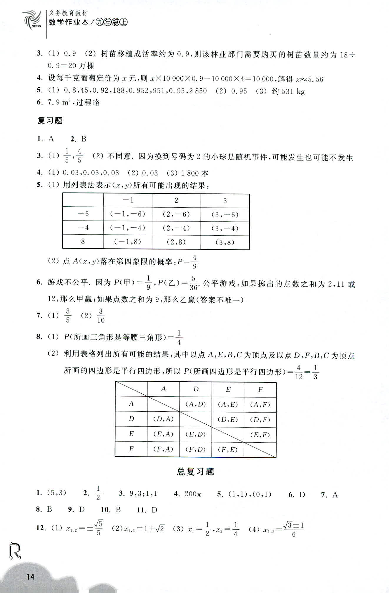 数学作业本 第14页