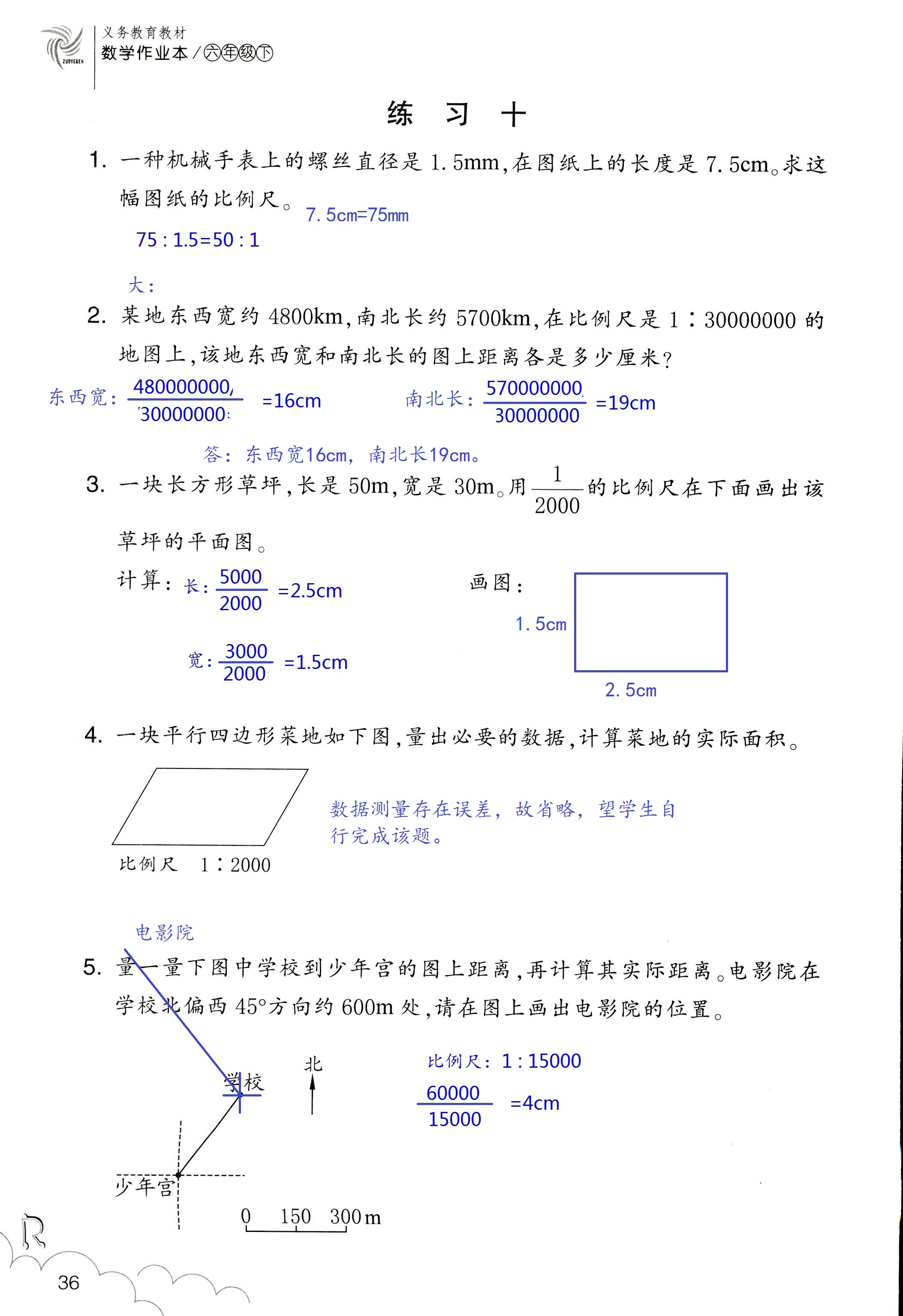 數(shù)學(xué)作業(yè)本 第36頁