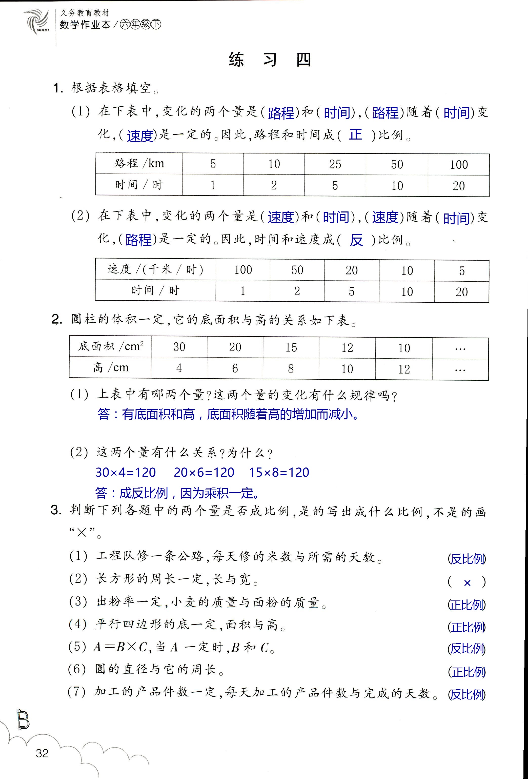 數(shù)學(xué)作業(yè)本 第32頁(yè)