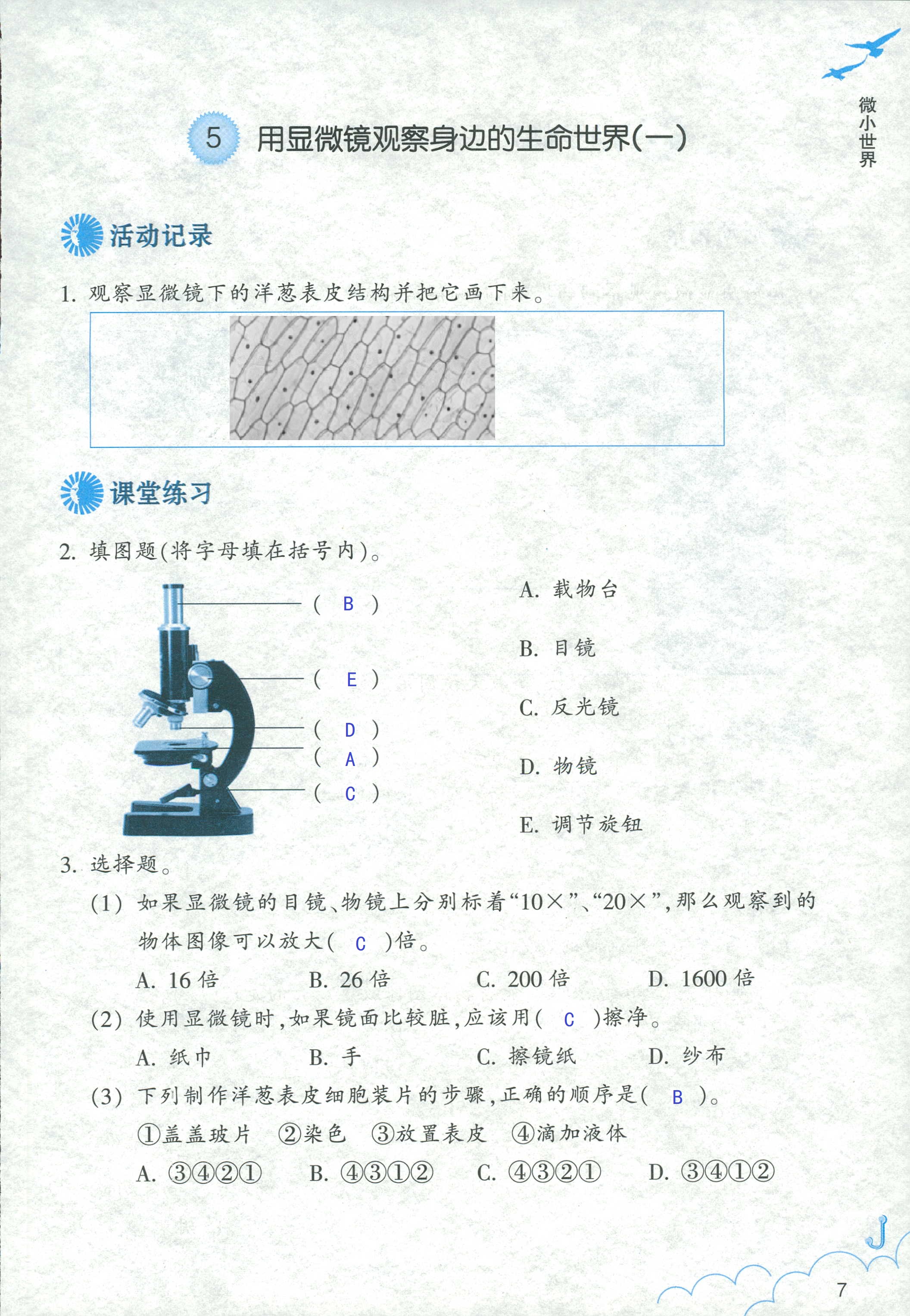 2020年作業(yè)本六年級(jí)科學(xué)下冊(cè)教科版浙江教育出版社 第7頁(yè)