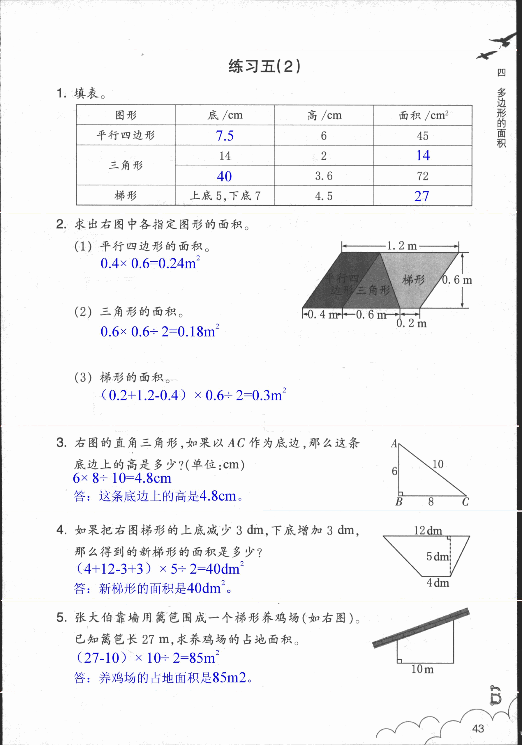 數(shù)學(xué)作業(yè)本 第43頁