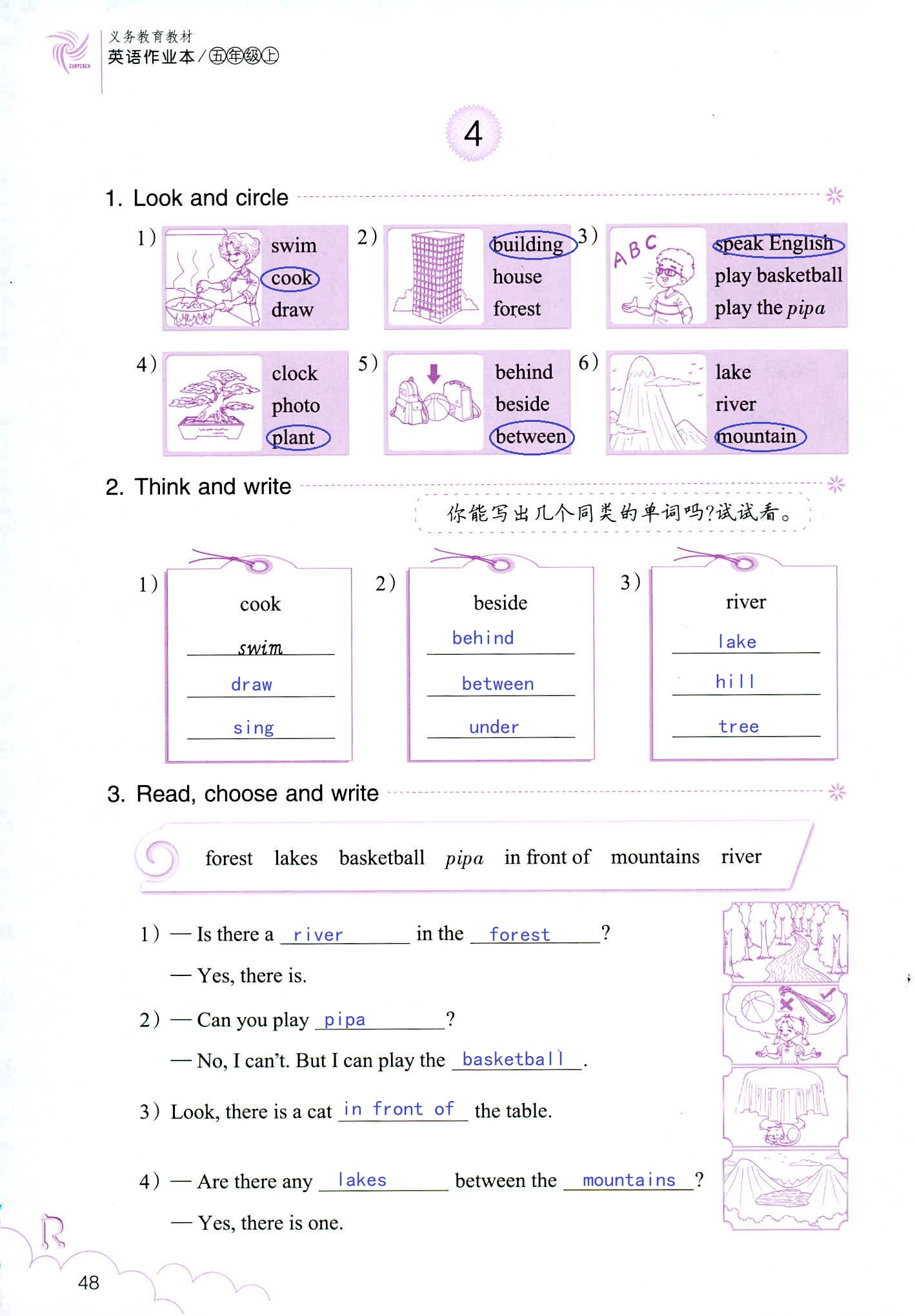 英语作业本 第48页