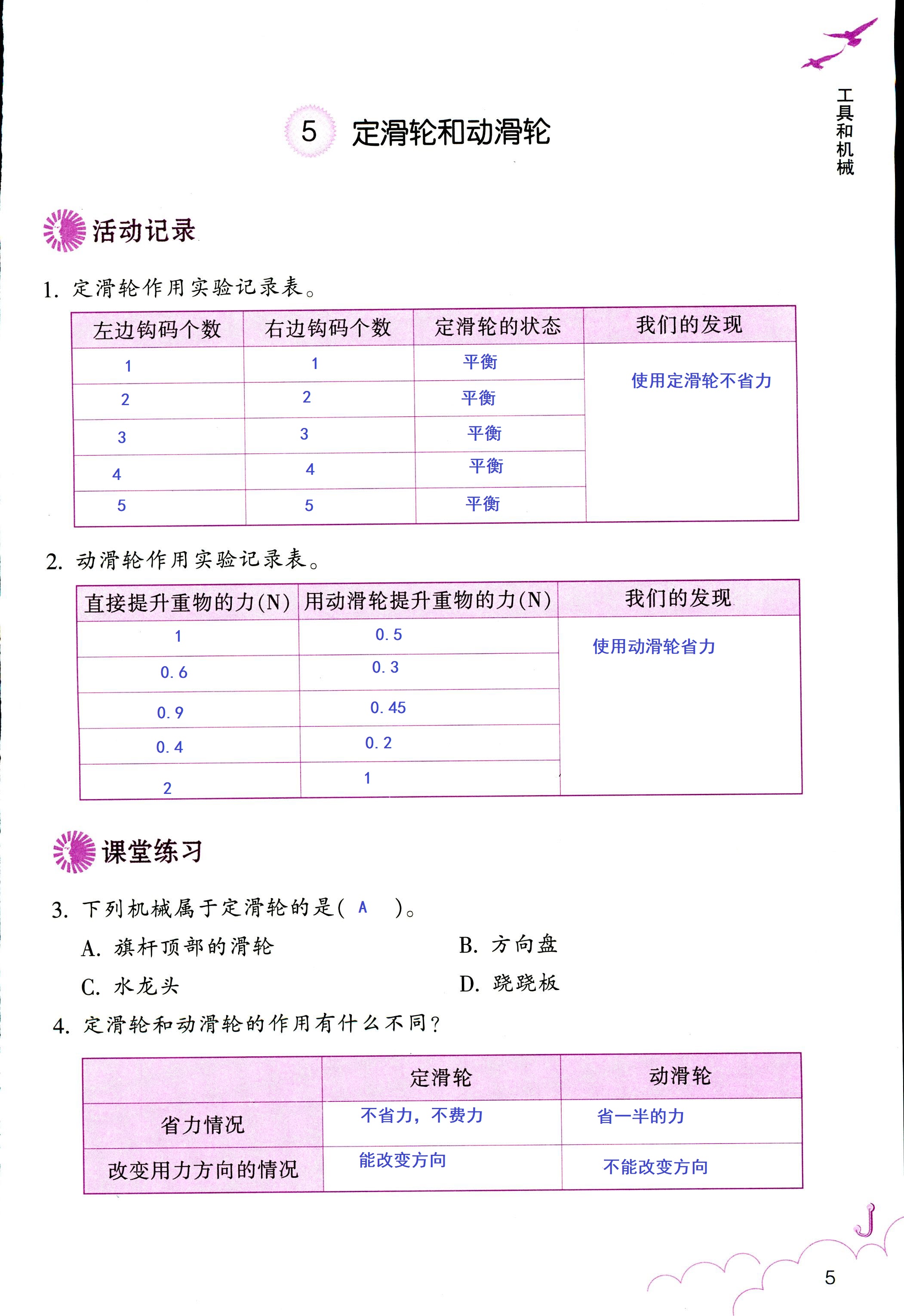 科學(xué)作業(yè)本 第5頁(yè)