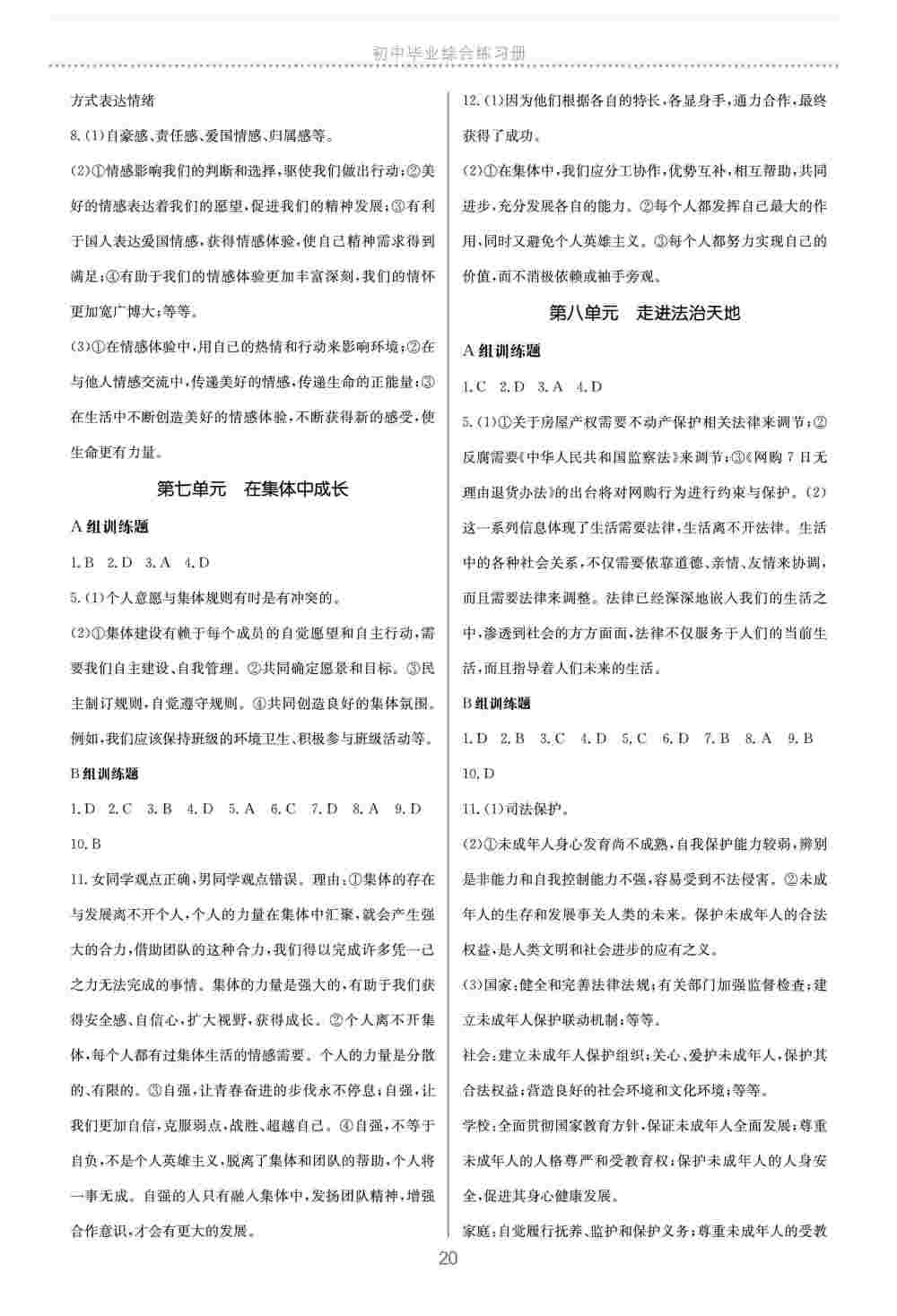 2020年初中畢業(yè)綜合練習(xí)冊(cè)道德與法治 第5頁(yè)