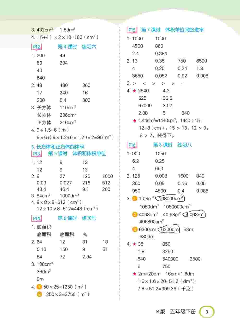 2020年金口算五年級數(shù)學(xué)下冊人教版 第3頁
