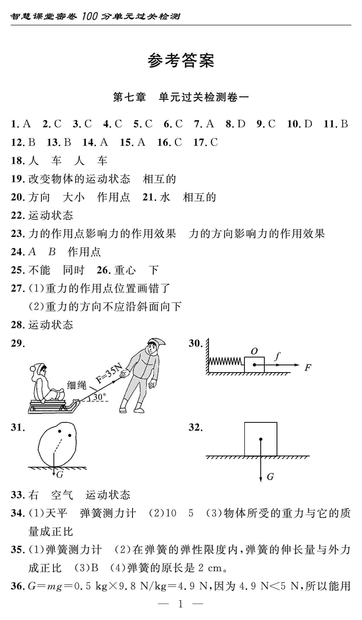 2020春 智慧課堂密卷100分單元過關(guān)檢測八年級物理下冊（通用版） 第1頁