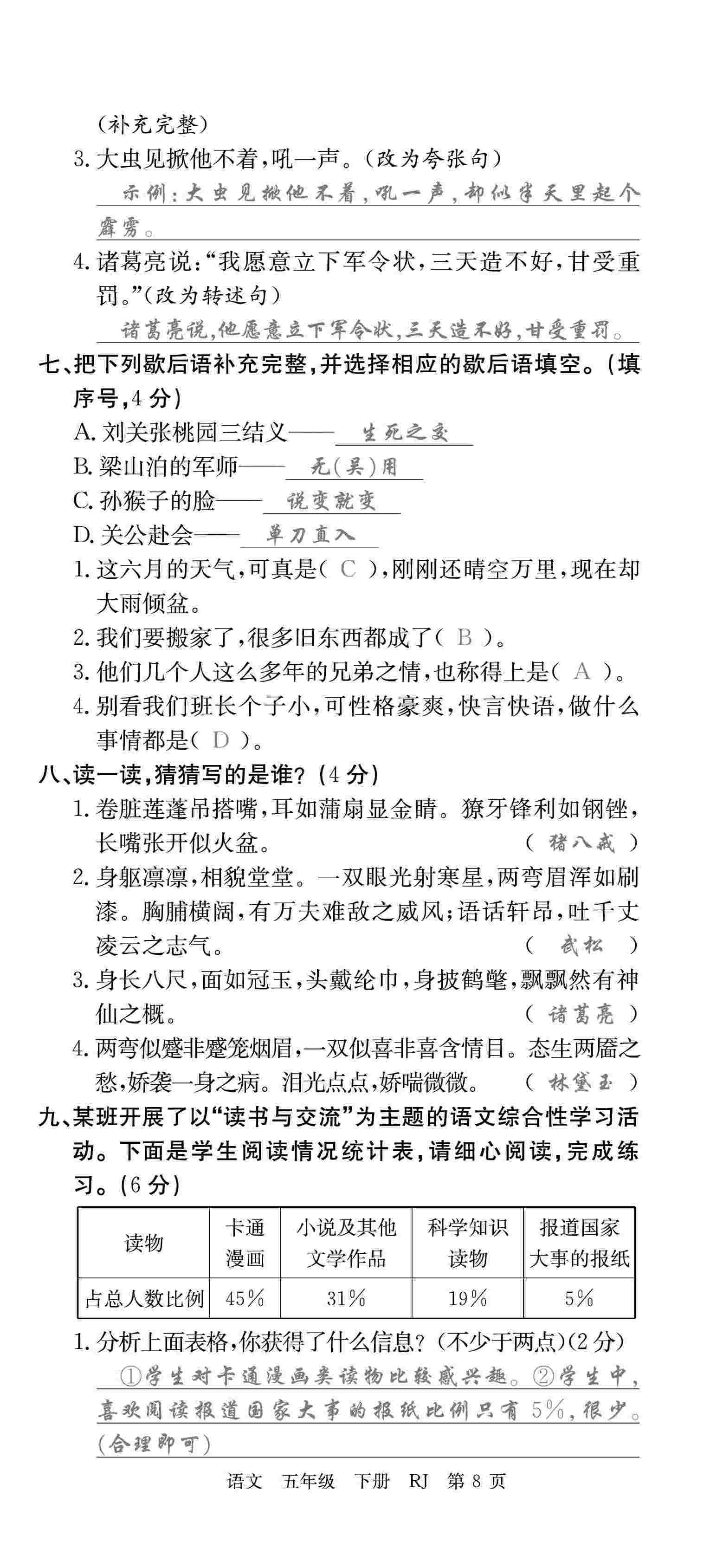 2020年優(yōu)優(yōu)好卷單元測(cè)評(píng)卷五年級(jí)語文下冊(cè)人教版 第8頁