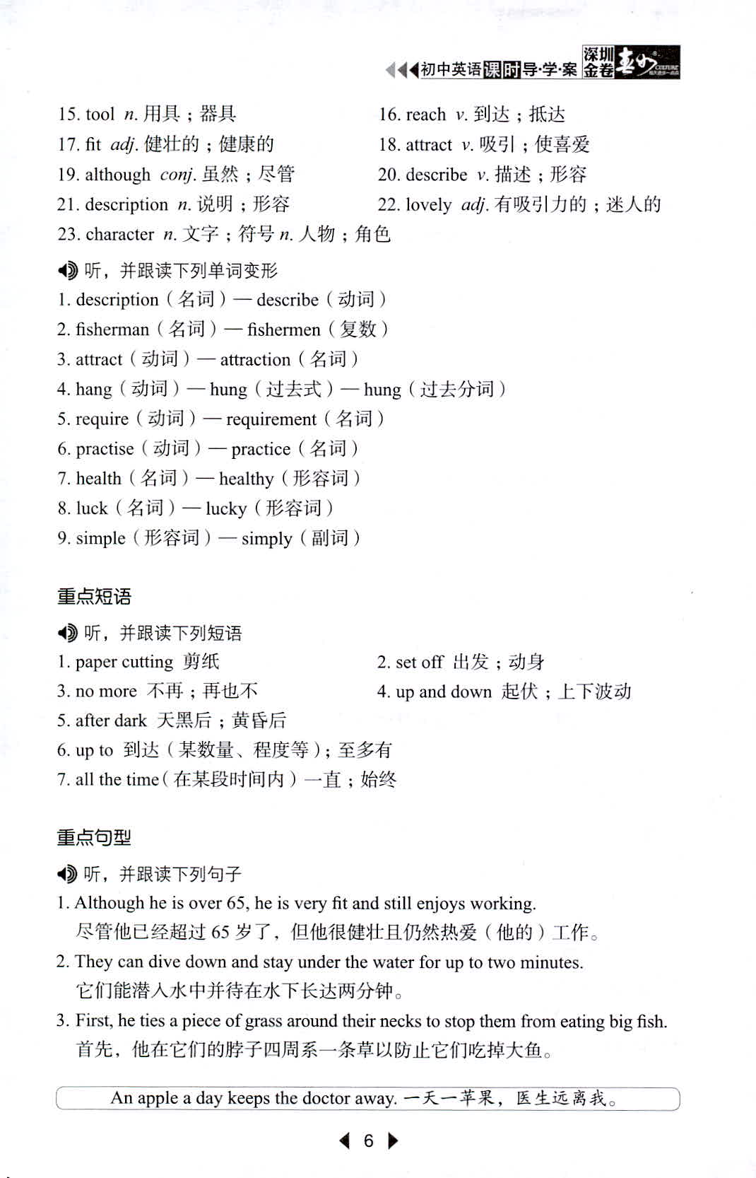 2020年深圳金卷导学案八年级英语下册沪教版 第6页