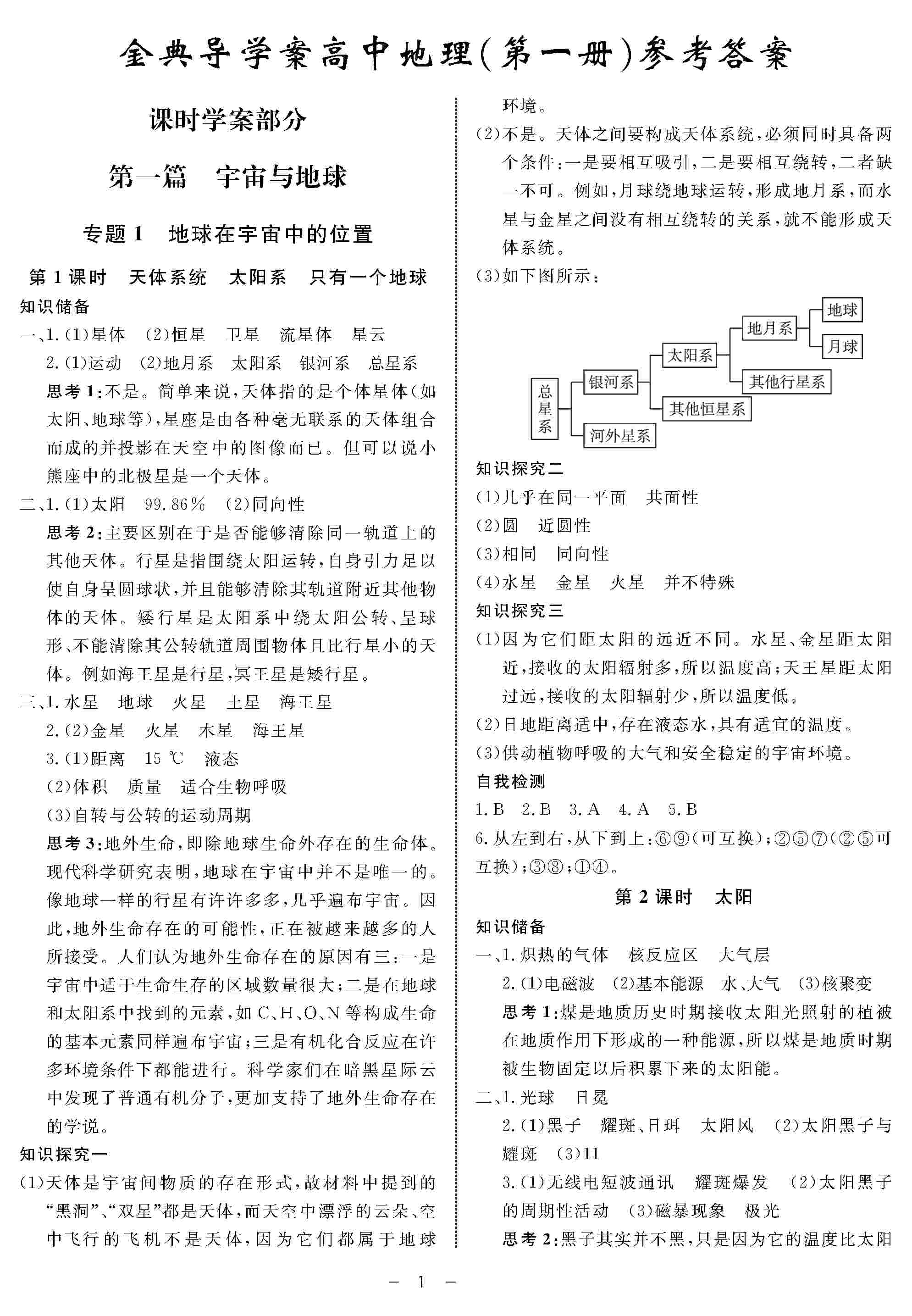 2020年鐘書金牌金典導(dǎo)學(xué)案高一地理上冊(cè)人教版 第1頁