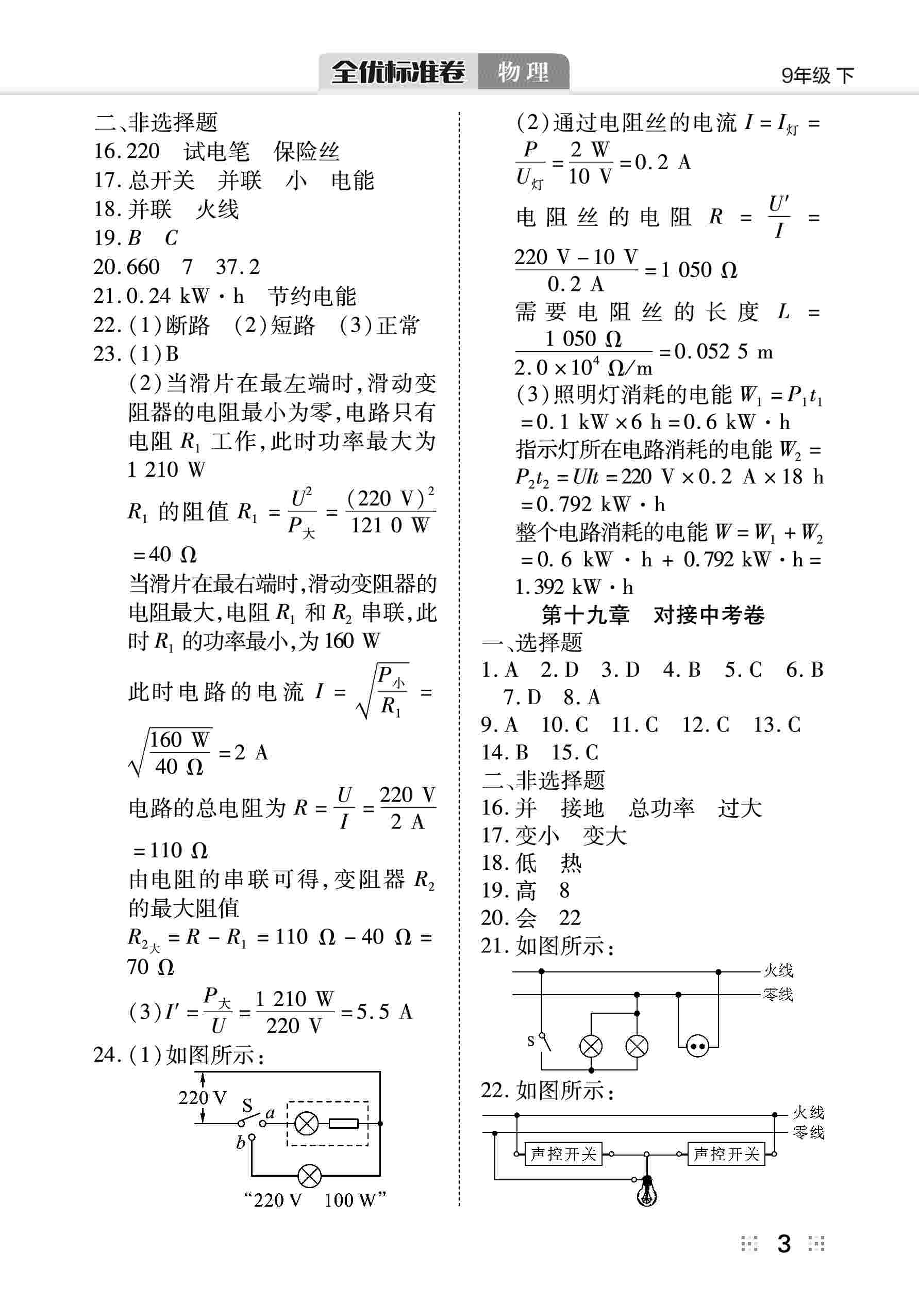 2020年全優(yōu)標準卷九年級物理下冊人教版 第3頁