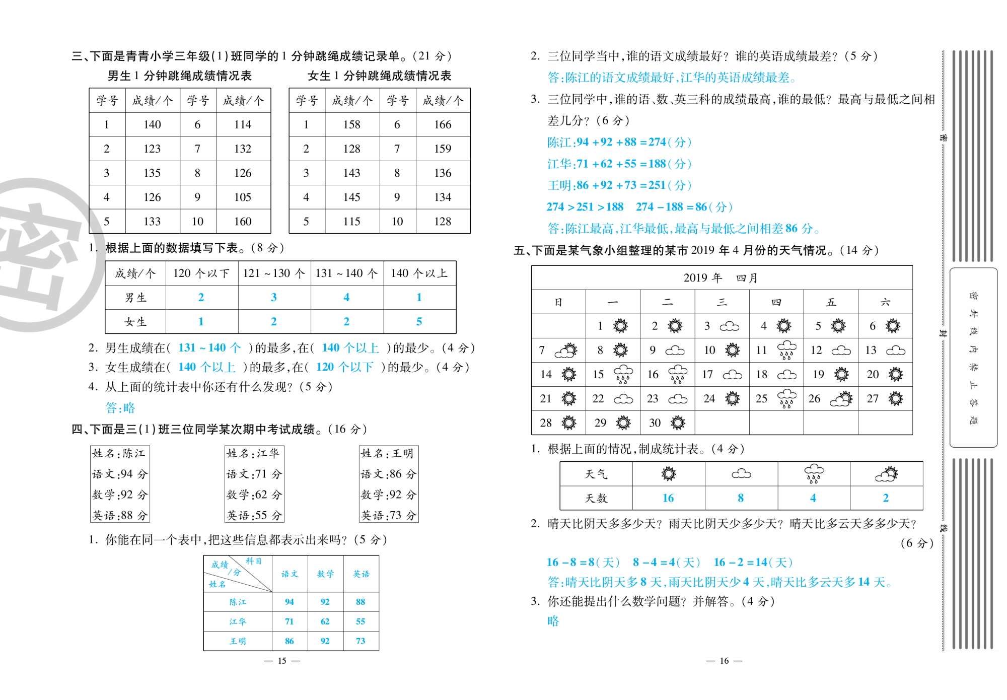 2020年萌翔黃岡單元期末沖刺100分三年級數(shù)學(xué)下冊人教版 第9頁