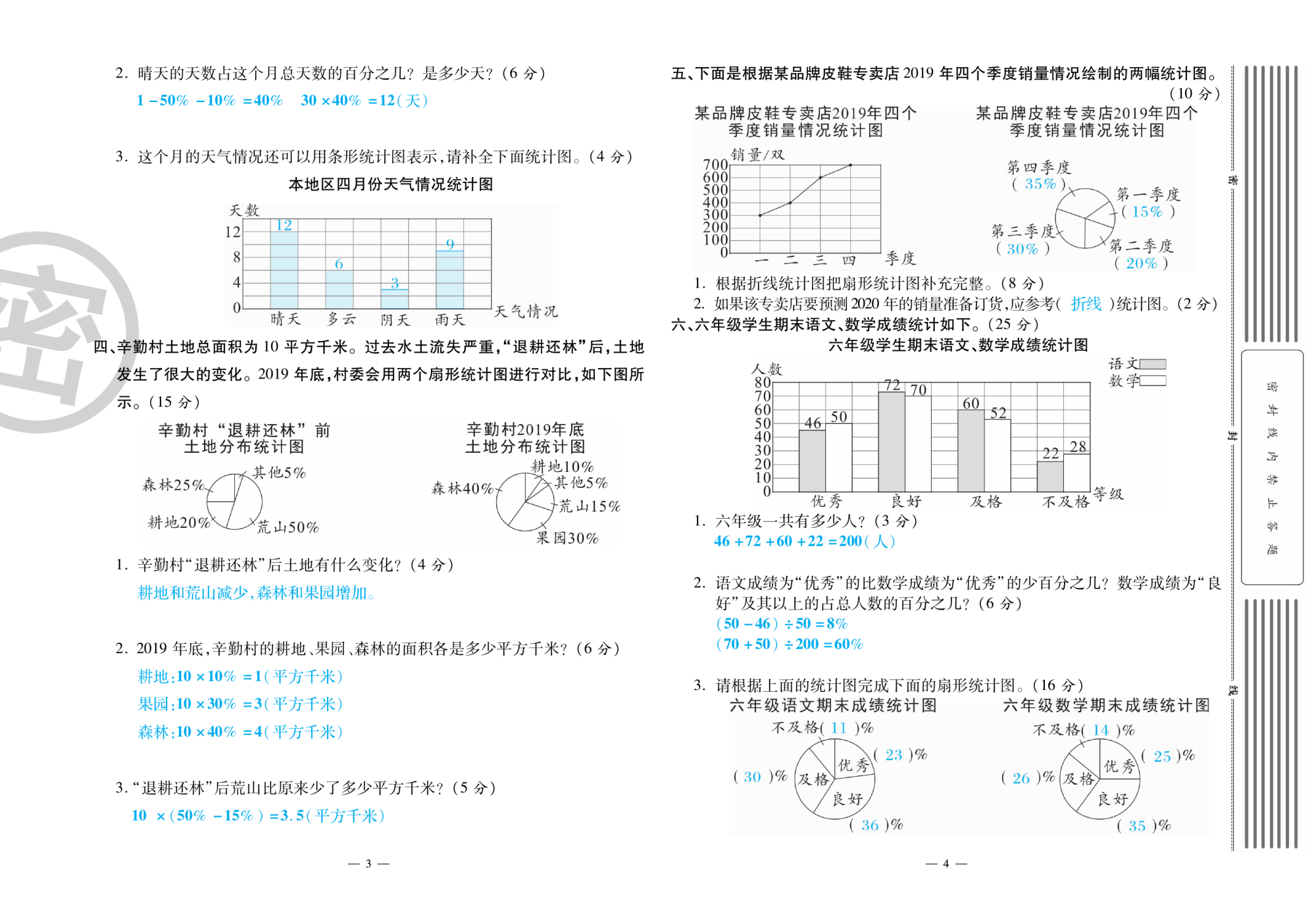 2020年萌翔黃岡單元期末沖刺100分六年級數(shù)學(xué)下冊蘇教版 第3頁