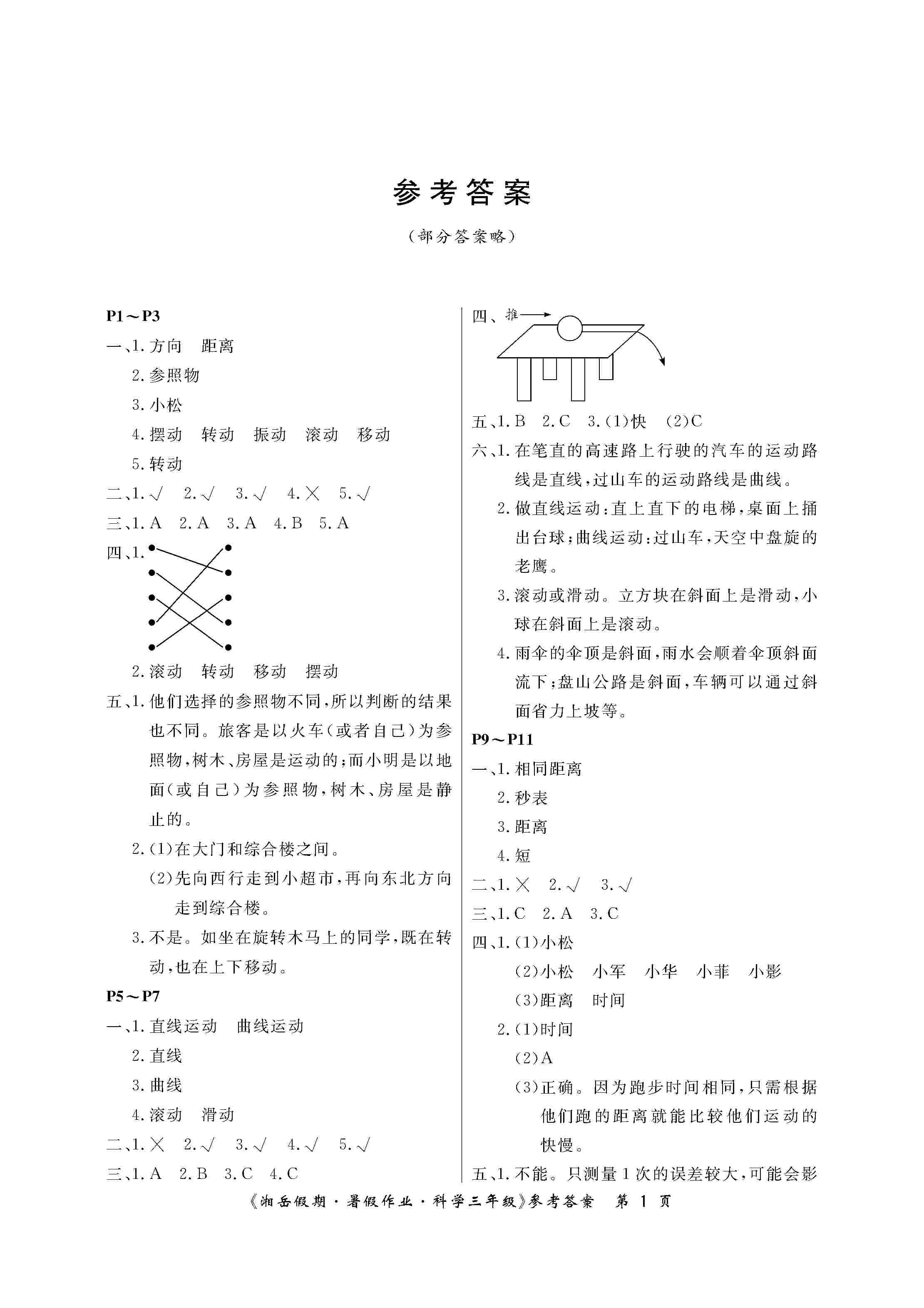 2020年湘岳假期暑假作業(yè)三年級(jí)科學(xué)教科版 第1頁(yè)