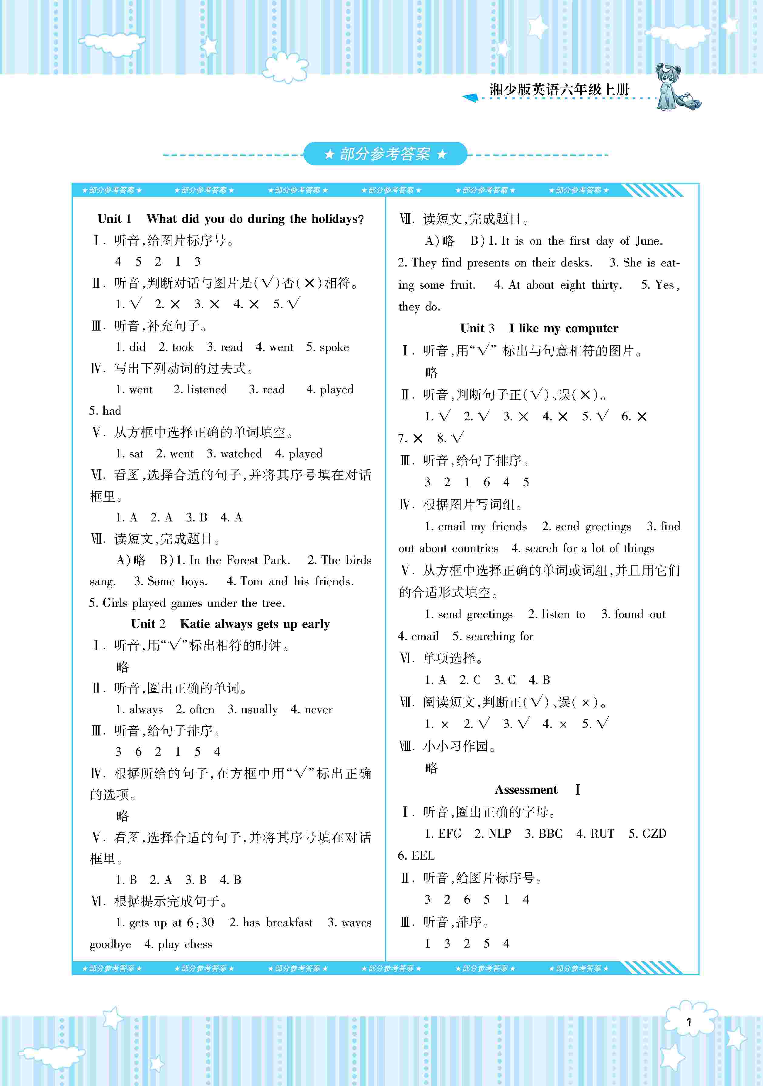 2020年同步實(shí)踐評(píng)價(jià)課程基礎(chǔ)訓(xùn)練六年級(jí)英語(yǔ)上冊(cè)湘少版 第1頁(yè)