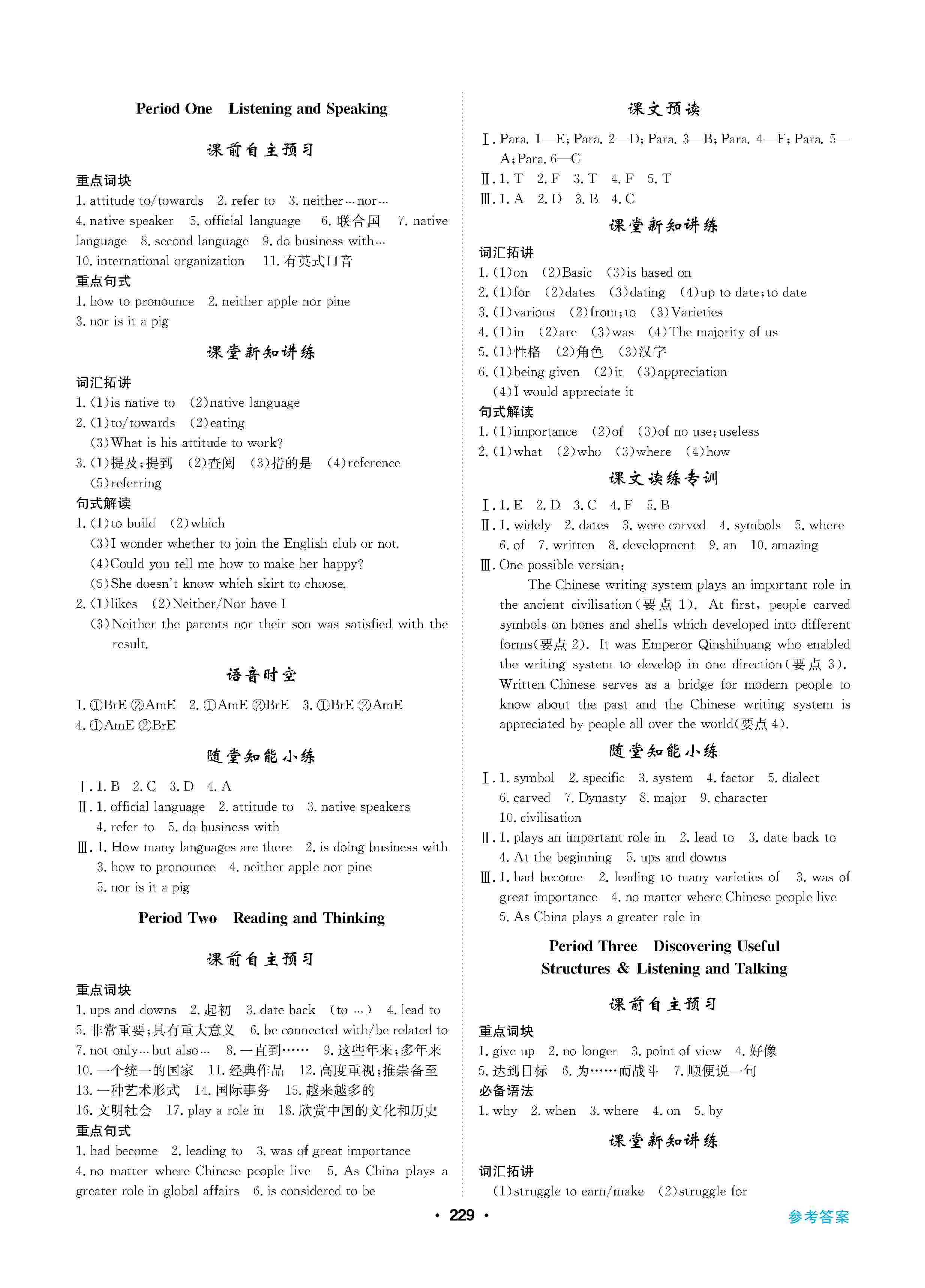 2020年高中新課標(biāo)同步用書全優(yōu)課堂高中必修第一冊英語上冊人教版 第11頁