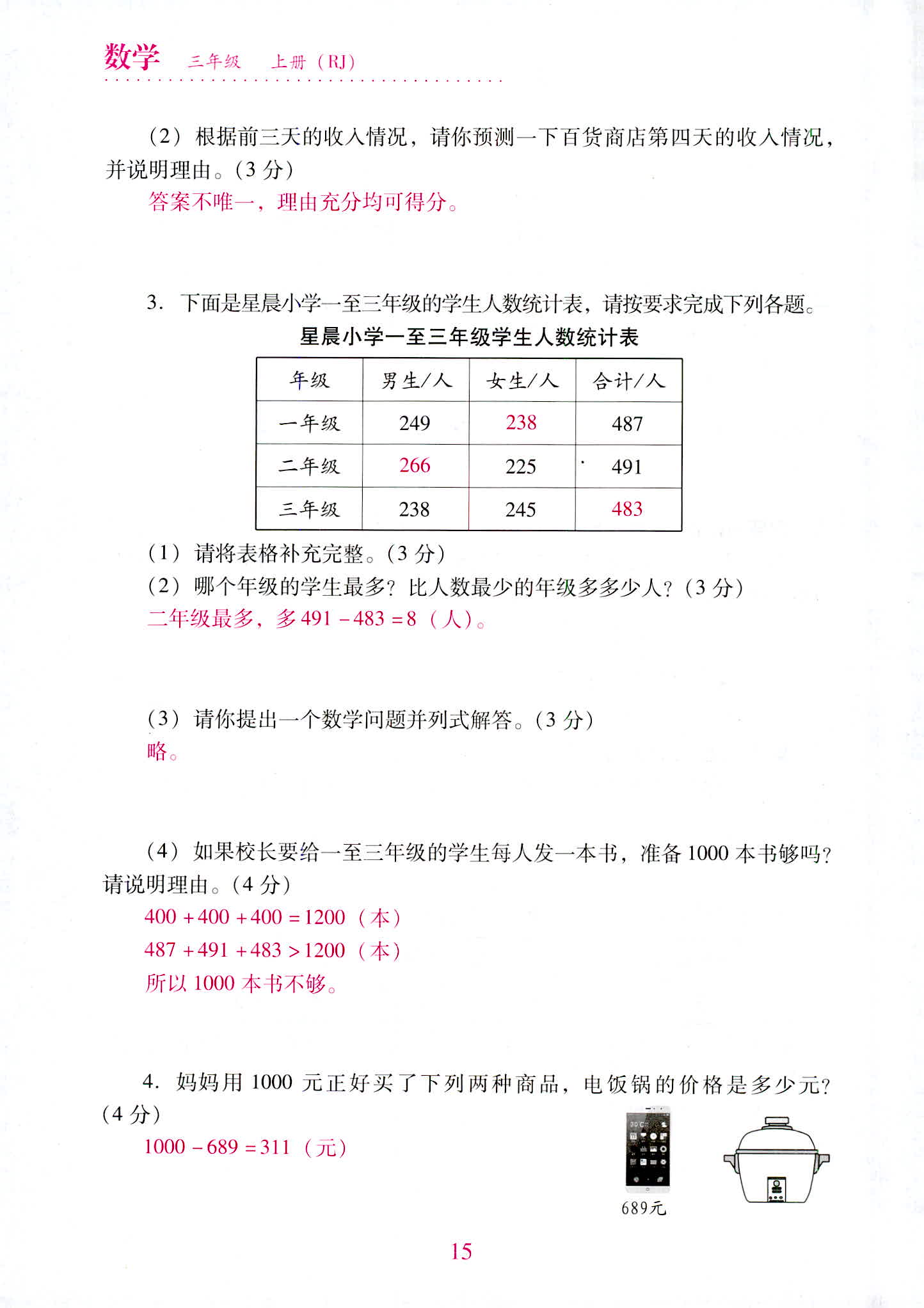 2020年單元達(dá)標(biāo)與歸類復(fù)習(xí)檢測(cè)卷三年級(jí)數(shù)學(xué)上冊(cè)人教版 第15頁(yè)