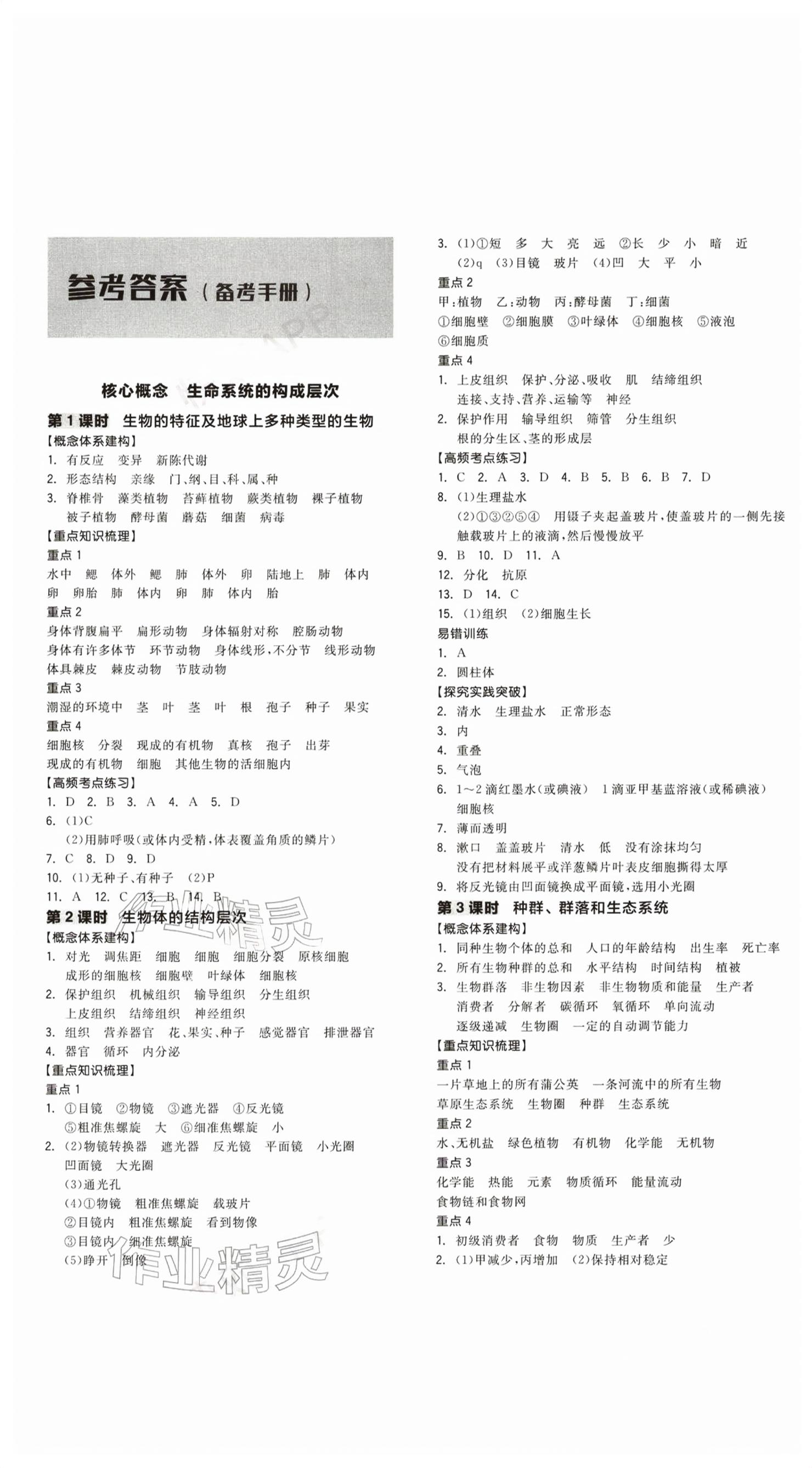 2026年全品中考复习方案科学浙江专版评议教辅&nbsp;第1页