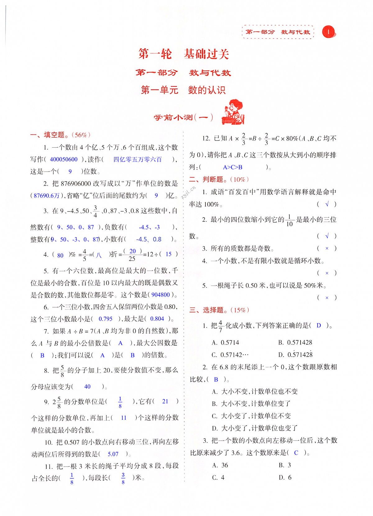 2022年金椰風(fēng)小學(xué)畢業(yè)總復(fù)習(xí)數(shù)學(xué) 第1頁(yè)