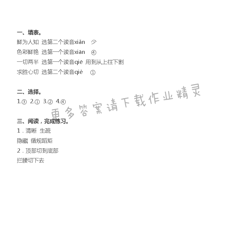 苹果里的五角星补充习题答案