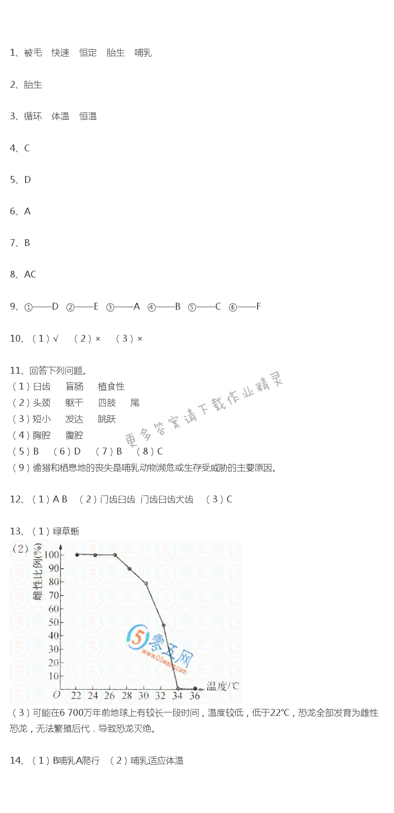 第11章课时6地面上的动物课课练答案