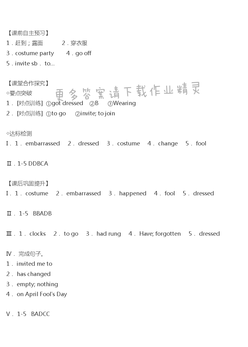 人教版九年级下册英语课时练Unit12SectionB（1a-1e）答案