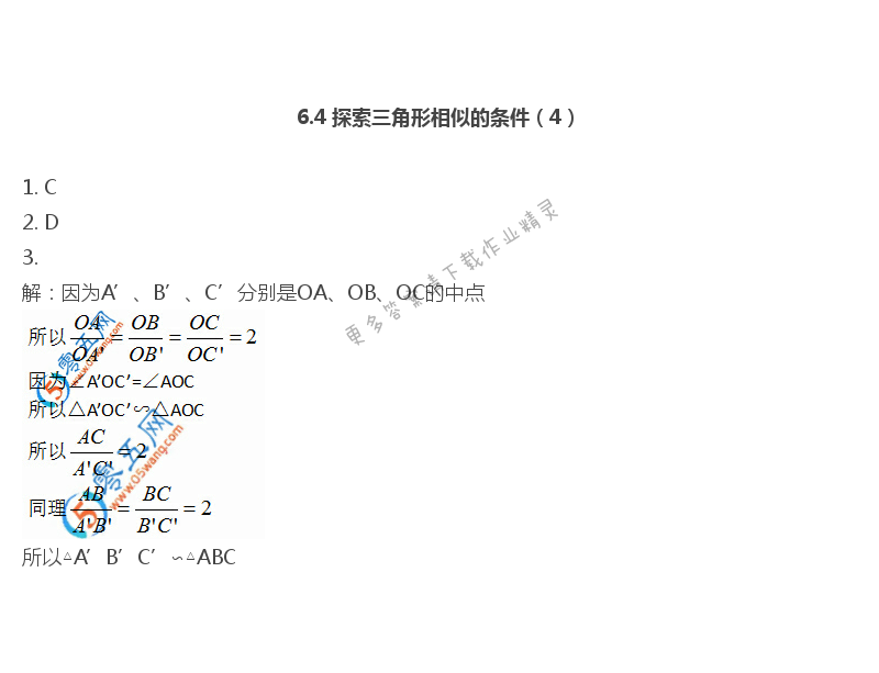 苏科版九年级初三下册数学补充习题答案第30页