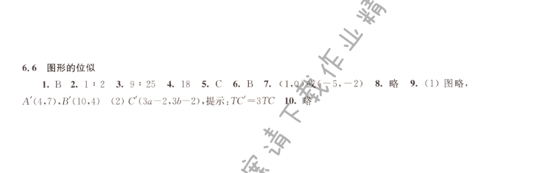 6.6图形的位似同步练习答案