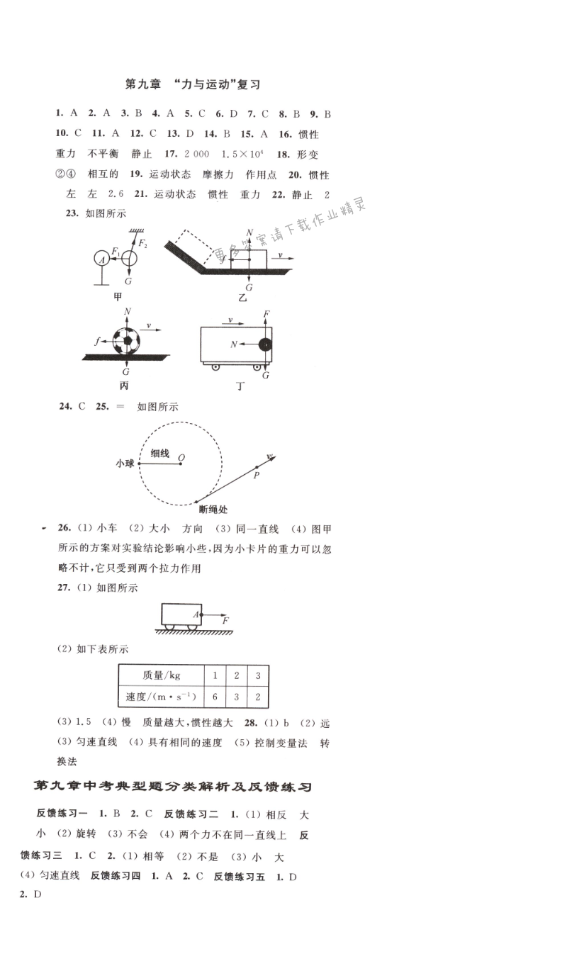 亮点给力提优课时作业本物理八年级下江苏版第九章复习