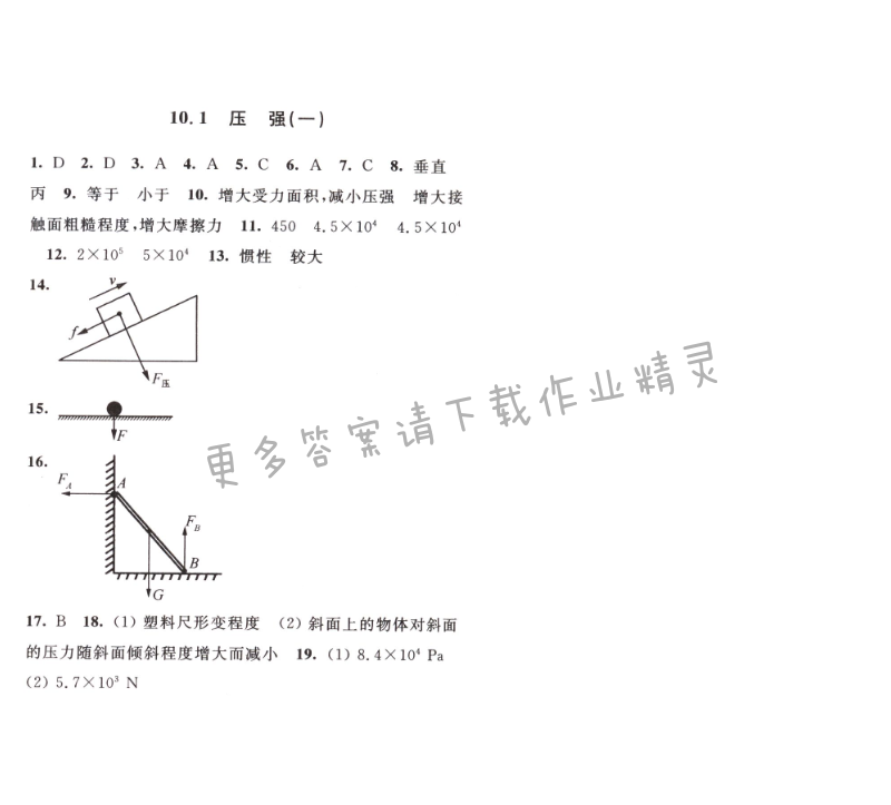 亮点给力提优课时作业本物理八年级下江苏版第十章10.1（1）