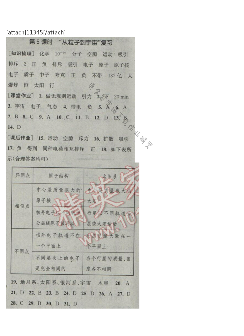 2017年苏科版通城学典课时作业本八年级物理下册 第七章第5课时