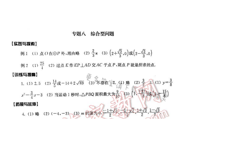 2016年初中复习与能力训练数学【江苏人民出版社】专题八