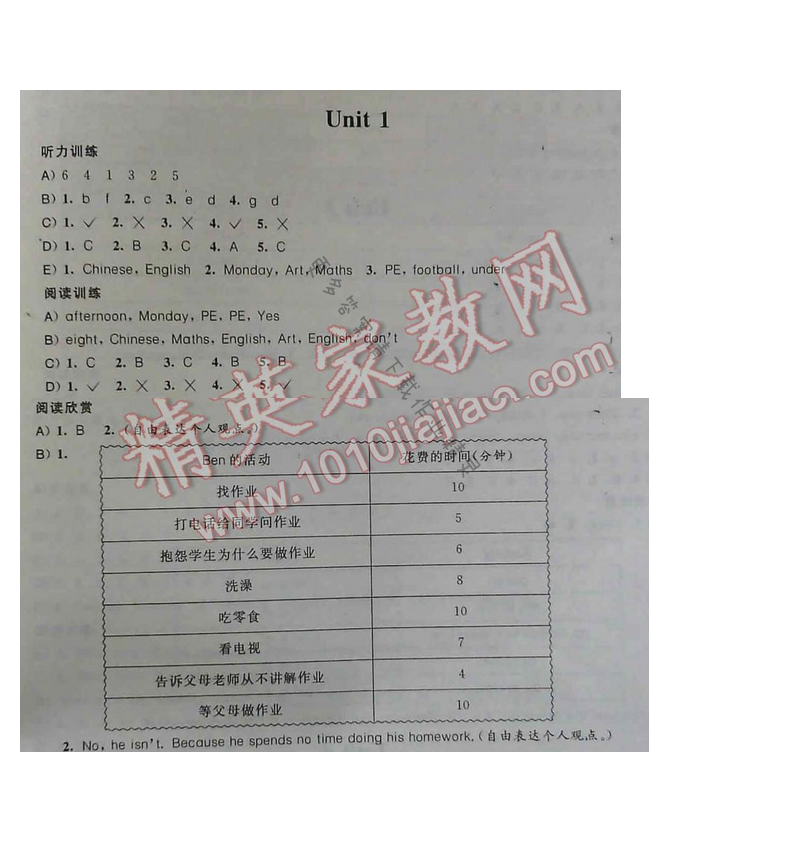 听读空间英语四年级下册Unit1