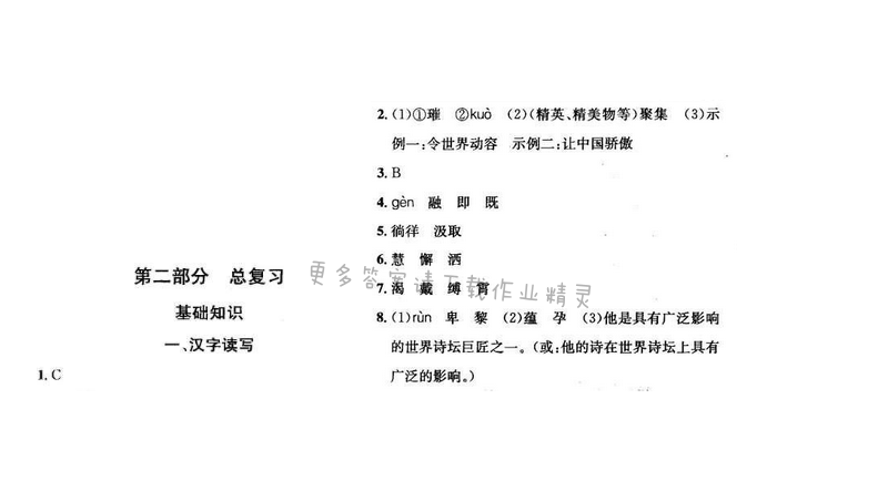 课时学案作业本九年级下册语文江苏版 总复习一