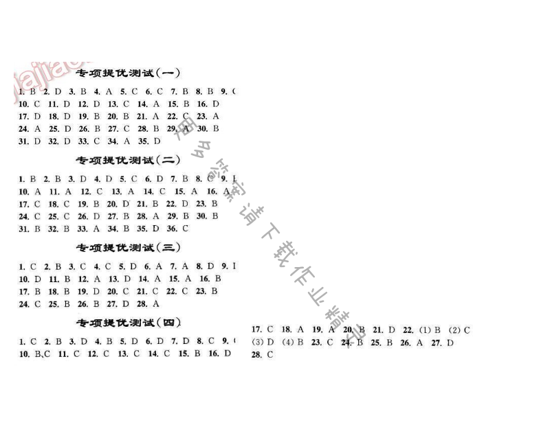 亮点给力提优课时语文八年级下册 专项提优测试（一）~（四）