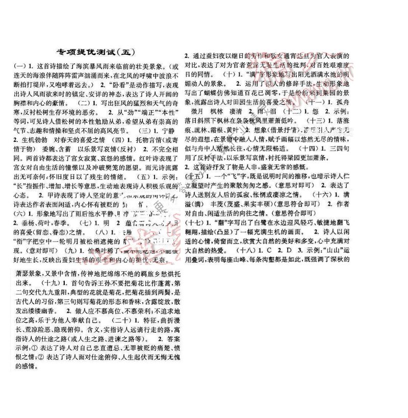 亮点给力提优课时语文八年级下册 专项提优测试（五）