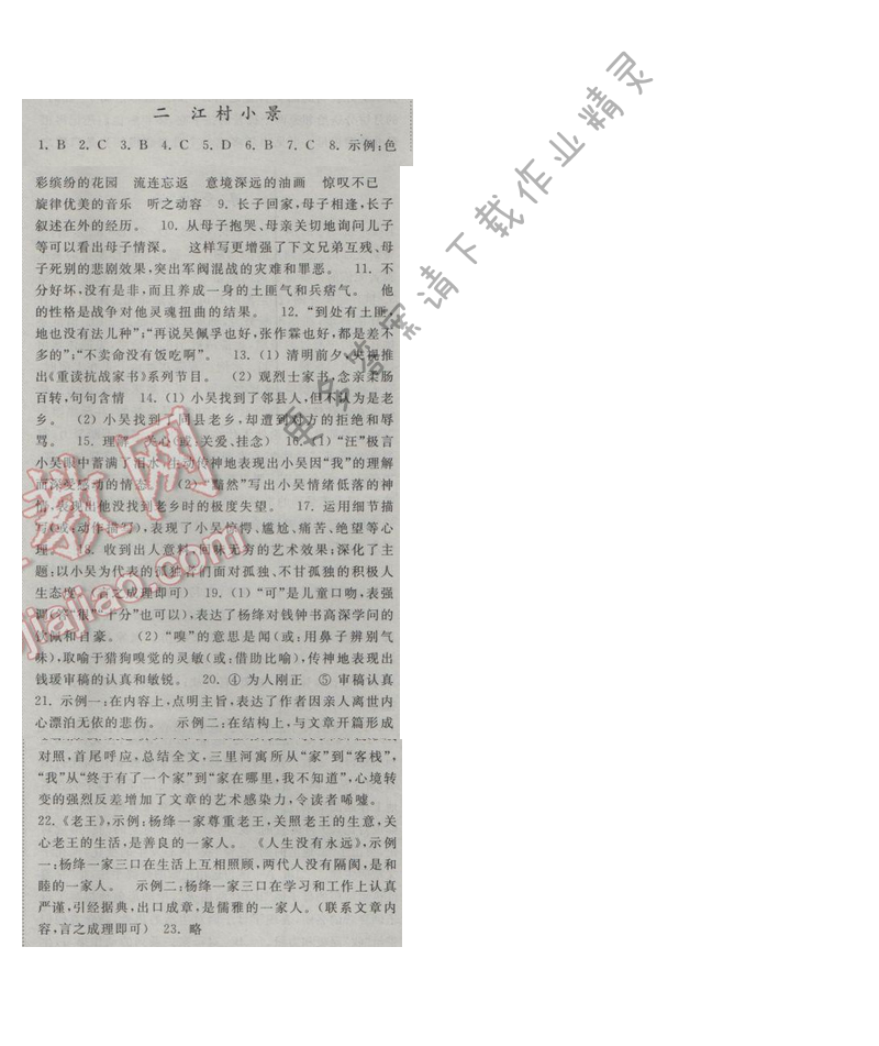 亮点给力提优课时语文九年级下册 第一单元 第二课