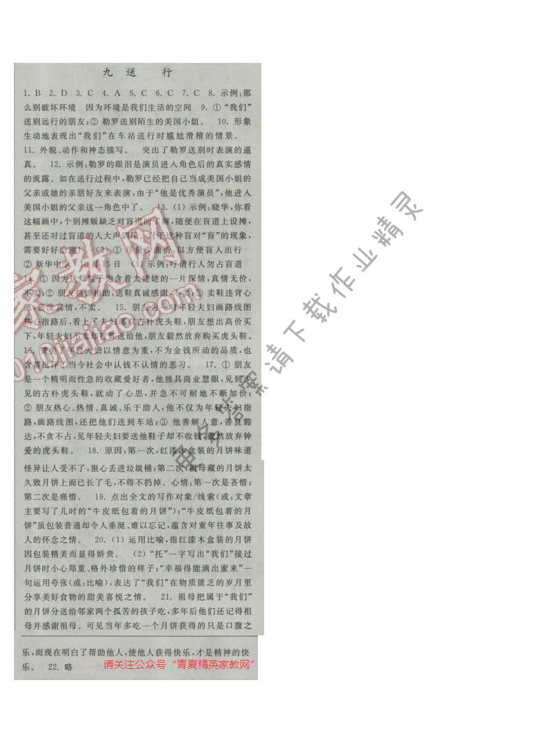 亮点给力提优课时语文九年级下册 第三单元 第九课