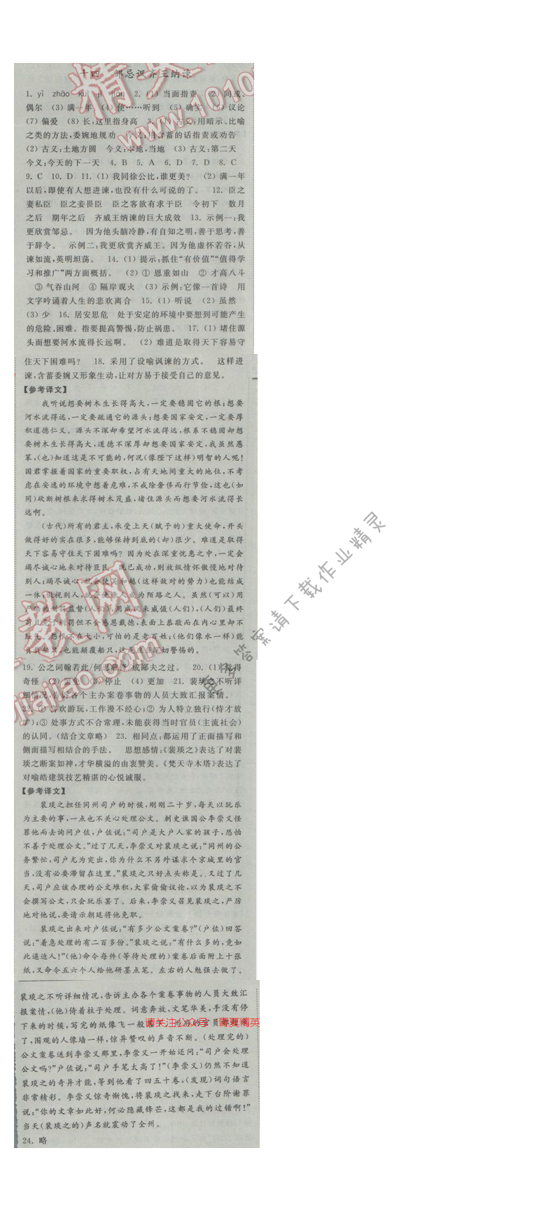 亮点给力提优课时语文九年级下册 第四单元 第十四课