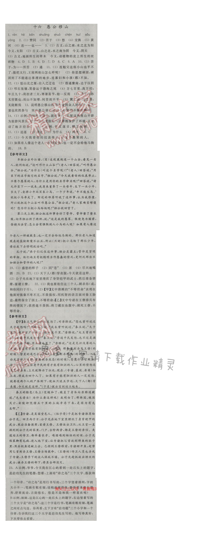 亮点给力提优课时语文九年级下册 第四单元 第十六课