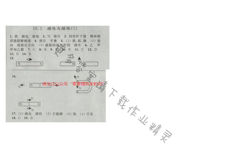 亮点给力九年级物理下册江苏版 第十六章 16.1（1）