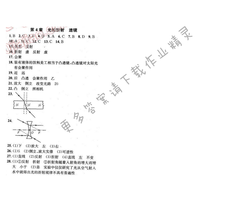 2016年金钥匙课时学案九年级物理下册 总复习 第4章