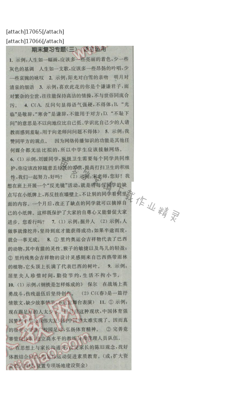 通城學(xué)典課時(shí)作業(yè)本八年級(jí)語(yǔ)文下冊(cè)江蘇版 期末復(fù)習(xí)專題（三）