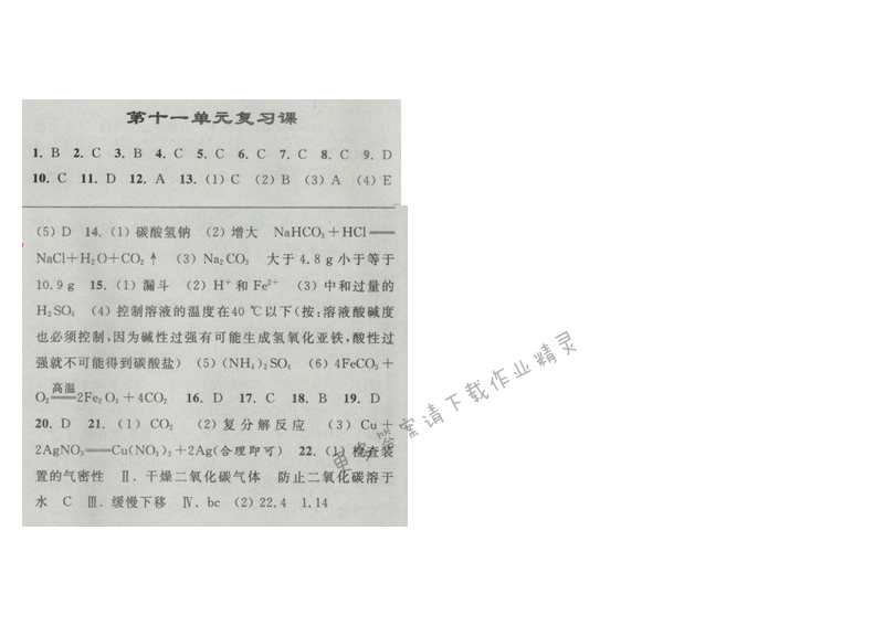 亮点给力九年级化学下册全国版 第十一单元复习课