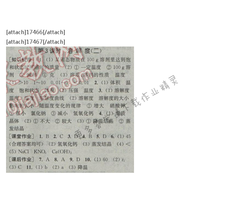 通城学典课时作业本九年级化学下册人教版 第九单元 第三课时