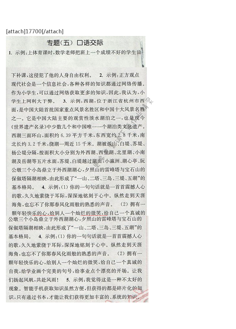 2017年通城学典六年级语文下册S版 期末复习 专题（五）