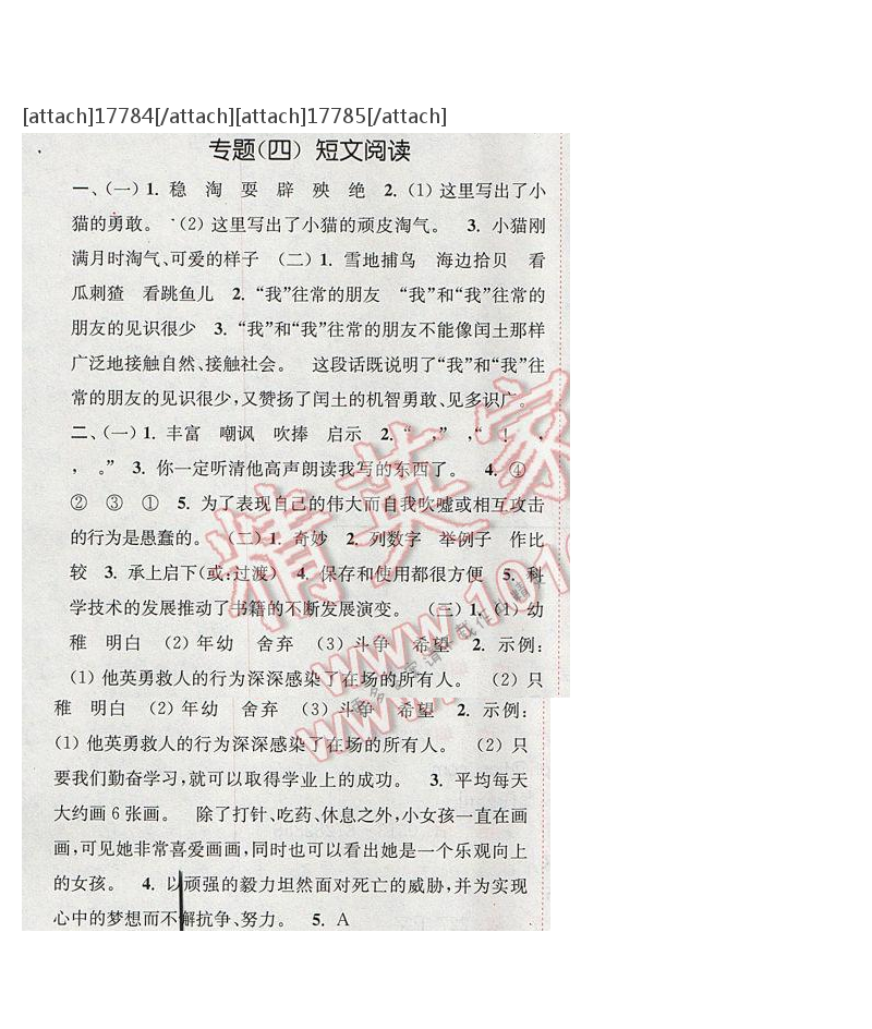 2017年通城学典五年级语文下册S版 期末复习 专题（四）