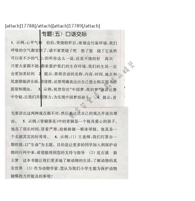 2017年通城学典五年级语文下册S版 期末复习 专题（五）
