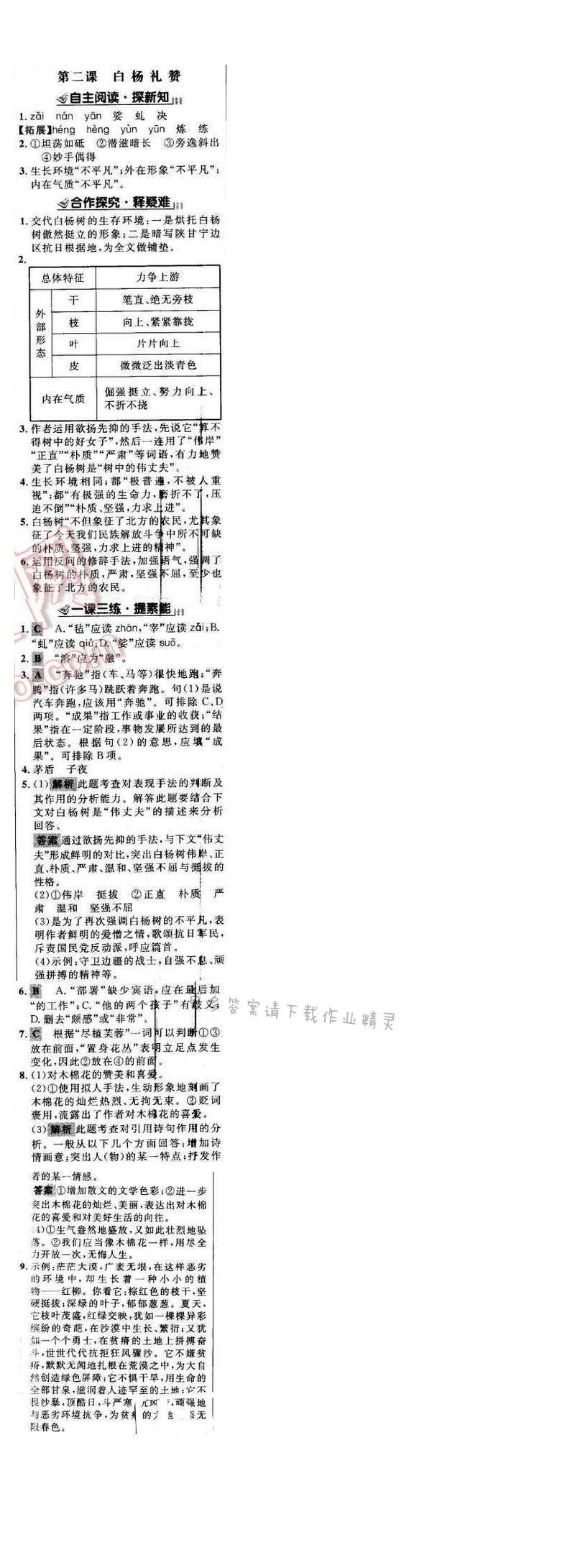 世纪金榜金榜学案八年级语文下册苏教版 第一单元 第二课