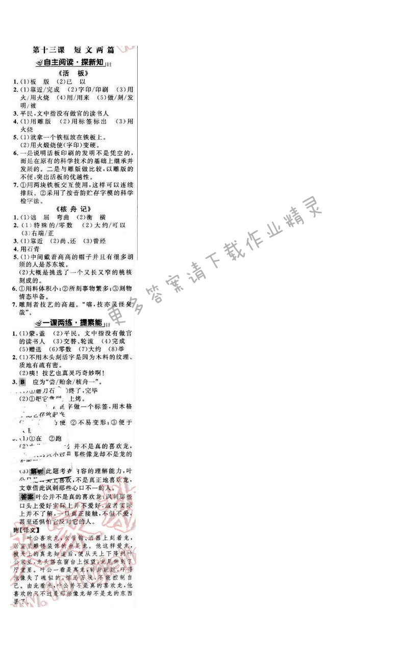 世纪金榜金榜学案八年级语文下册苏教版 第三单元 第十三课